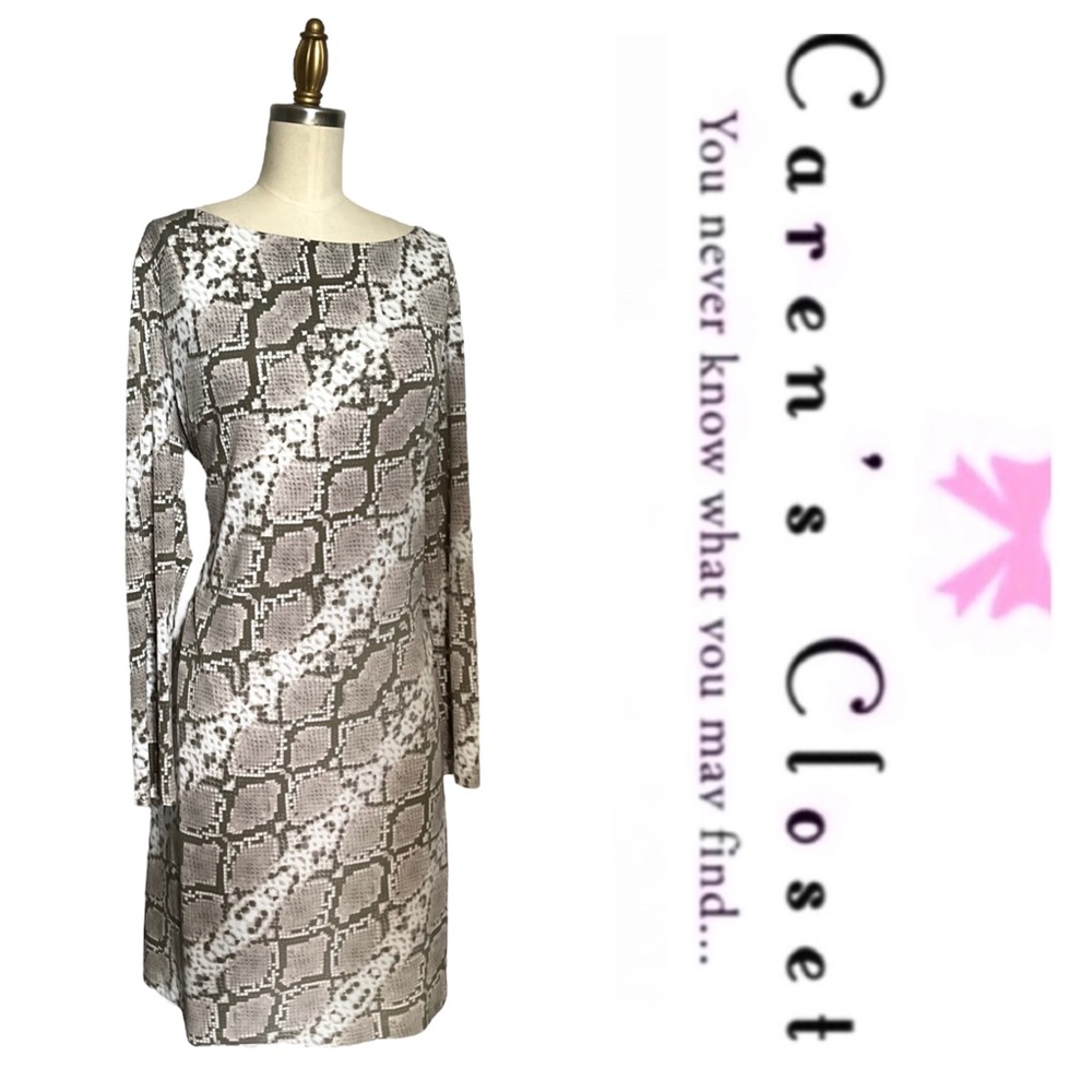 Vince Camuto Taupe, Gray & White Python Dress - image 4